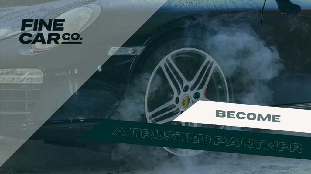 Image of a car with a text overlay which reads "Become a Trusted Partner"